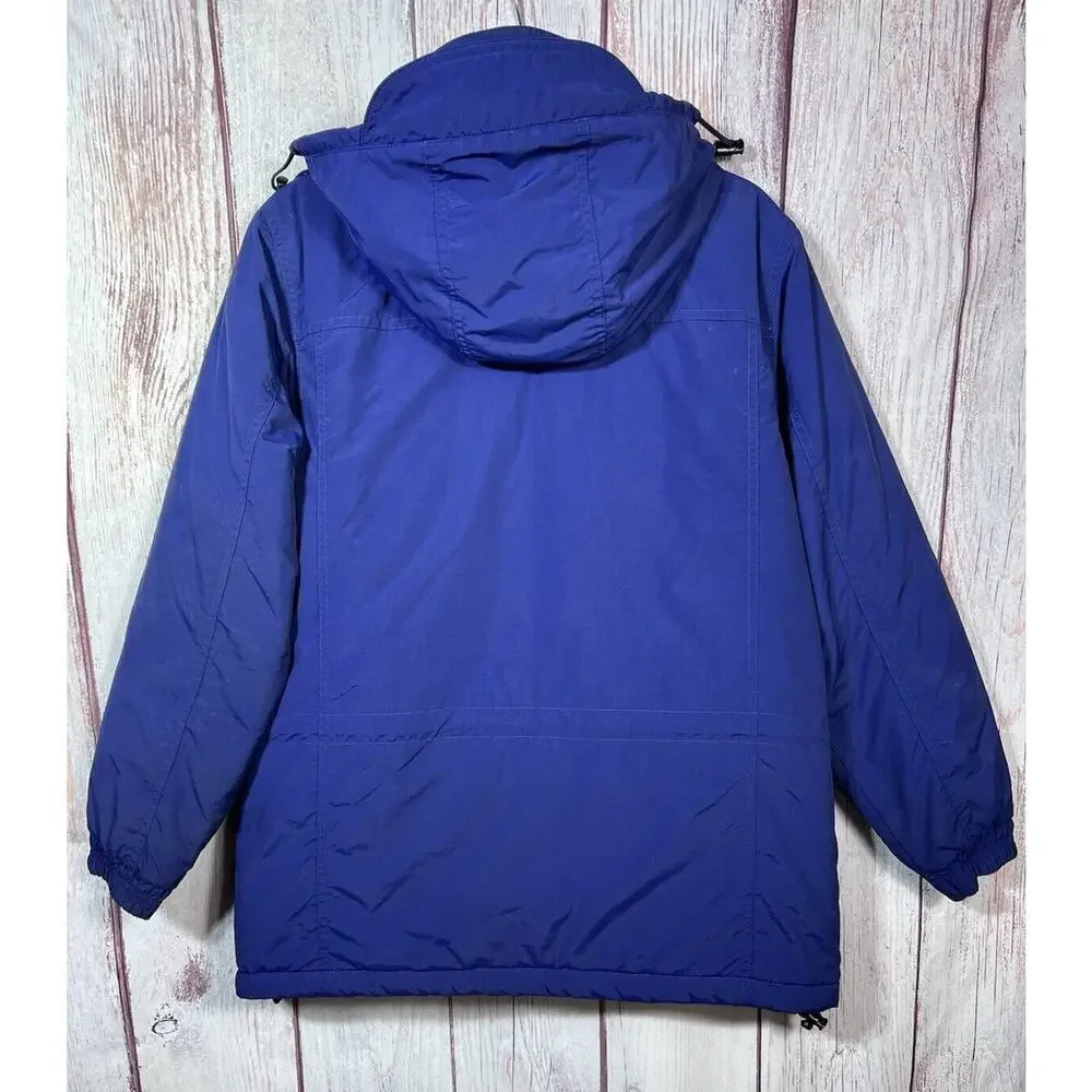 LL Bean Women’s Blue Parka Cost Jacket Hooded Thinsulate Ultra Size Med Petite
